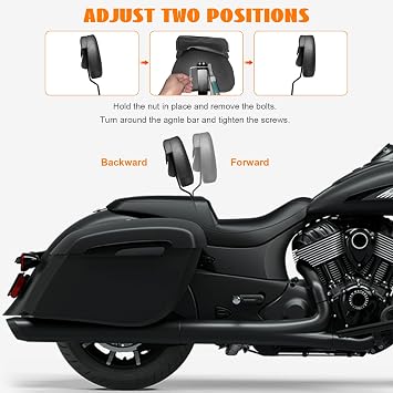 Plug-In Driver Rider Backrest for Indian Adjustable Motorcycle Front Back Rest Pad Mounting Kit Fit Chief Chieftain Roadmaster Springfield 2014-2025 (Not for Indian Chieftain PowerPlus)