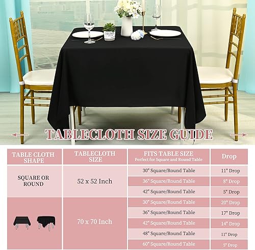 Miniatura 6 de Paquete de 12 manteles redondos negros de 90 pulgadas, de poliéster, manteles negros para mesas redondas, impermeables, resistentes a las manchas,
