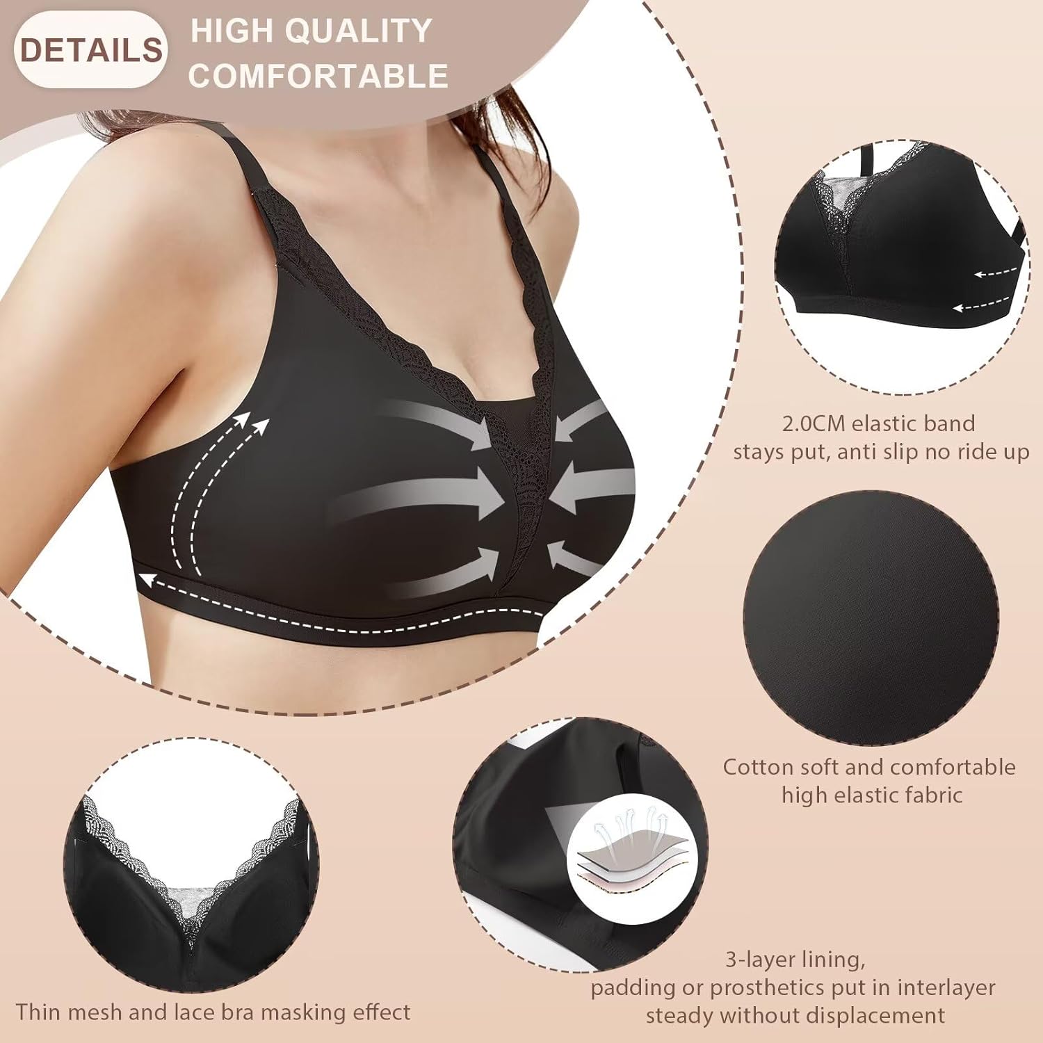 Post-Surgery Mastectomy Bra Breast Prosthesis Breast Forms Artificial Fake Boobs Bralette Daily Bra - Image 3