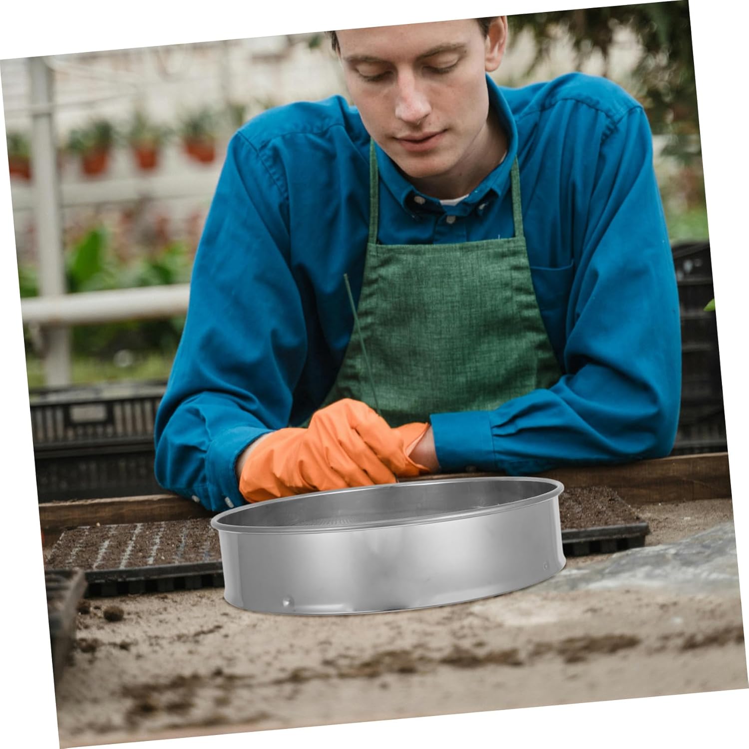 Garden Soil Sifter 1 Set Mesh Sieve Sifting Pan for Rocks Compost Manual Soil Sieve Stainless Steel