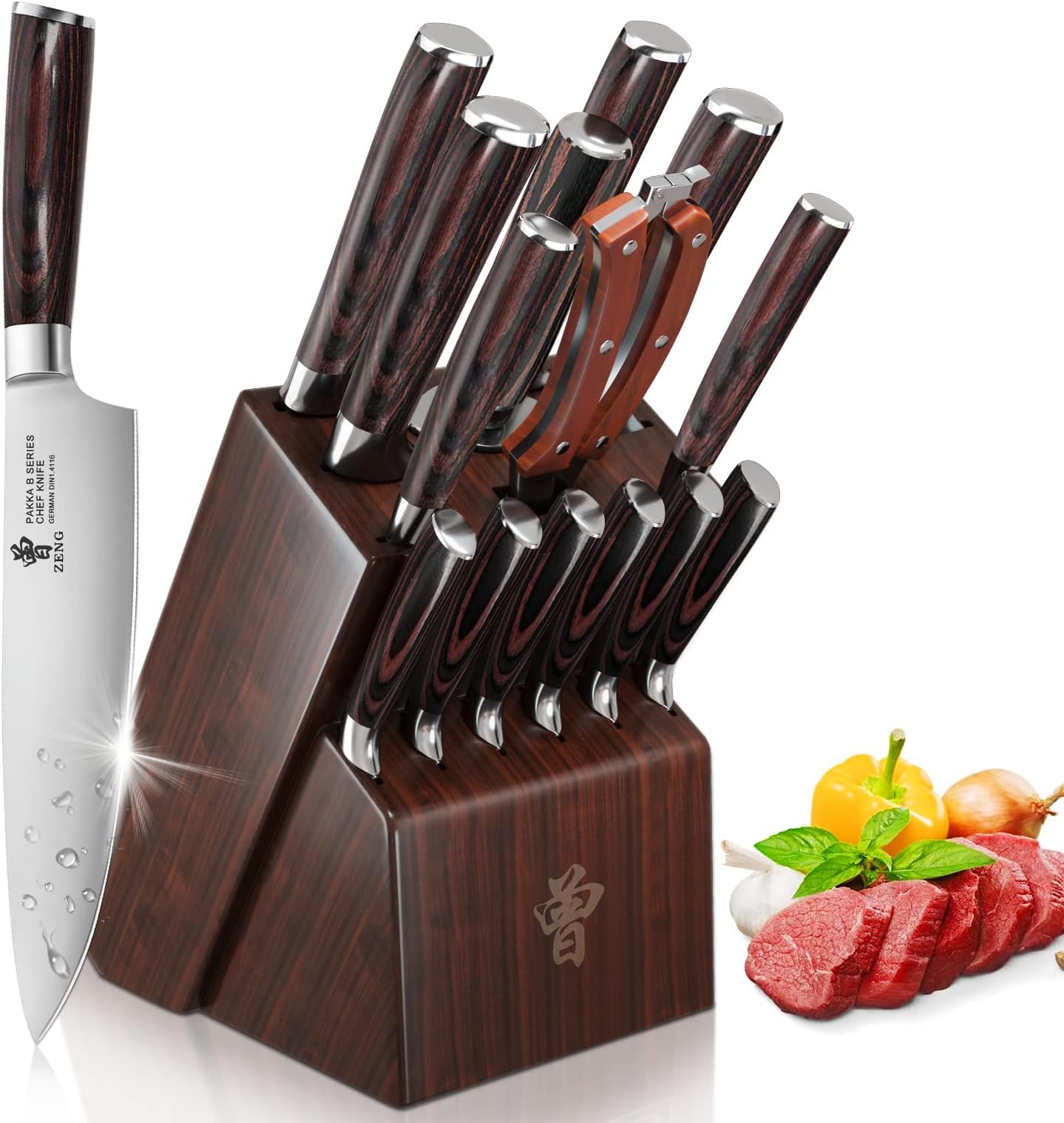 ZENG Butcher Knife Hand Forged Boning Knife for Meat Cutting with Sheath, High Carbon Steel Meat Knife Multipurpose Chef Knives for Camping, Outdoor, Deboning, BBQ (Knife set)