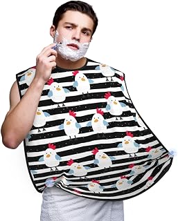 Beard Bib Apron Hair Catcher for Men - Cute Chicken Beard Hair Catcher for Sink Non-Stick Cape for Shaving For Grooming Mens Accessories with 2 Suction Cups