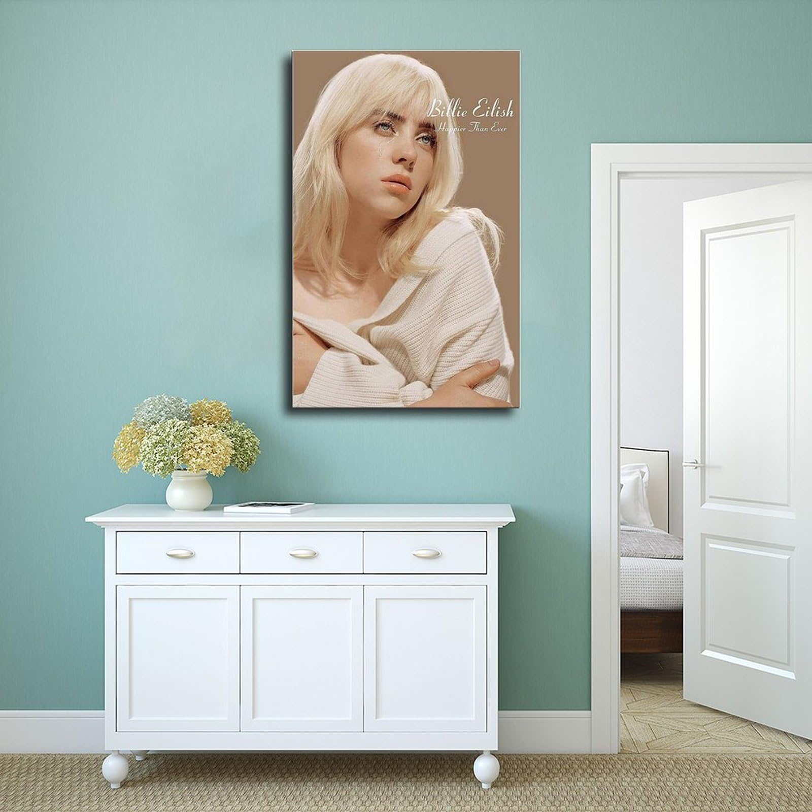 Poster Toile Billie Eilish 30x30 Cm - Décoration Murale Chambre, Bureau - Impression Haute Qualité, Résistante Aux UV
