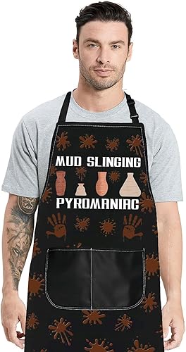 JNIAP Delantal de cerámica con bolsillos Delantal de artista de cerámica Delantal de cerámica Delantal de cerámica Delantal de artista de cerámica