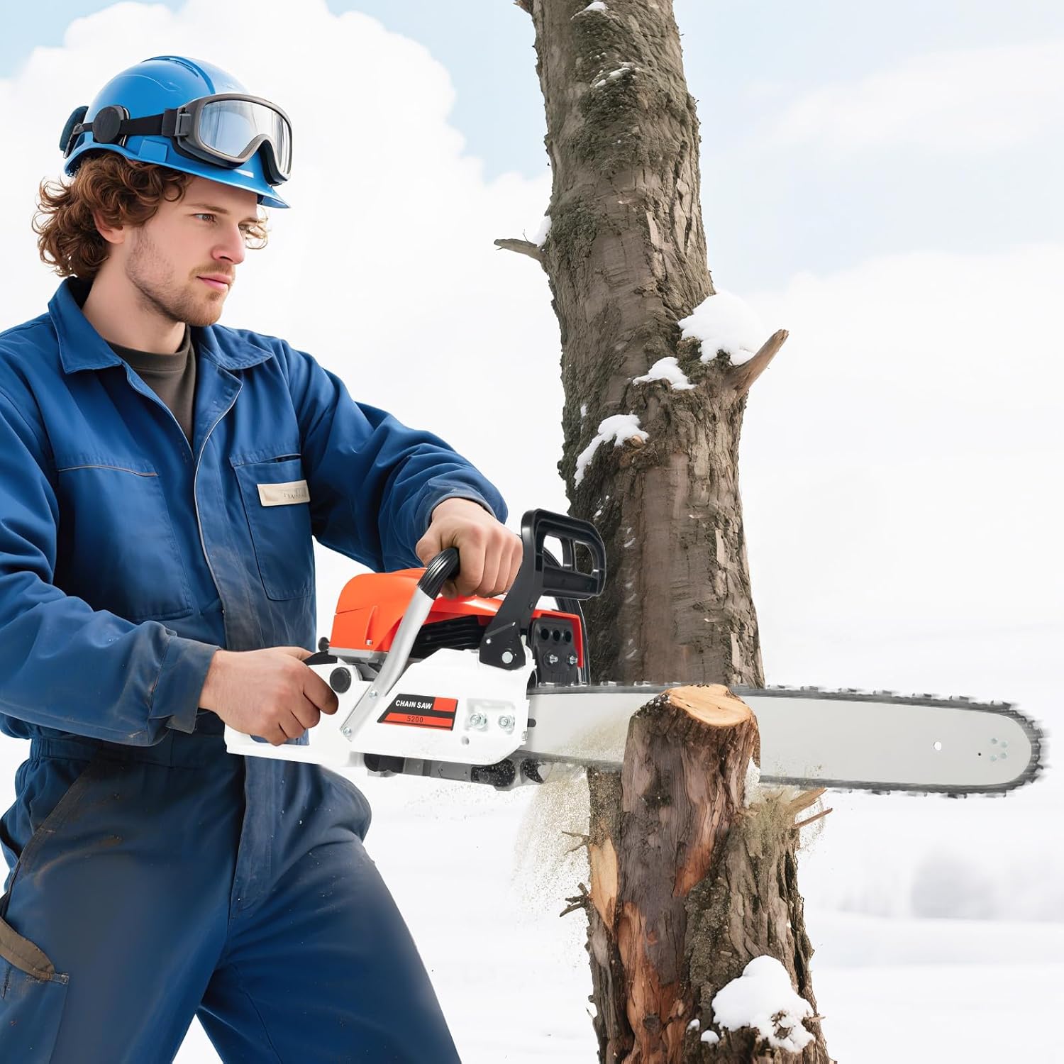 20 Inch Gas Chainsaw, 52CC 2-Stroke Gasoline Powered Chainsaws, 7500RPM Handheld Cordless Petrol Chain Saws for Tree Wood Cutting Outdoor Home Farm