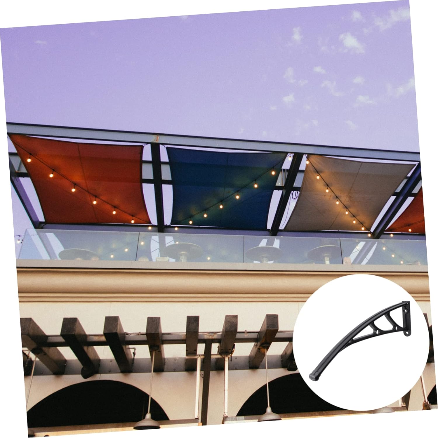 Outdoor Balcony Awning Holder Rain Cover Bracket Curved Design 3mm Bracket Slot