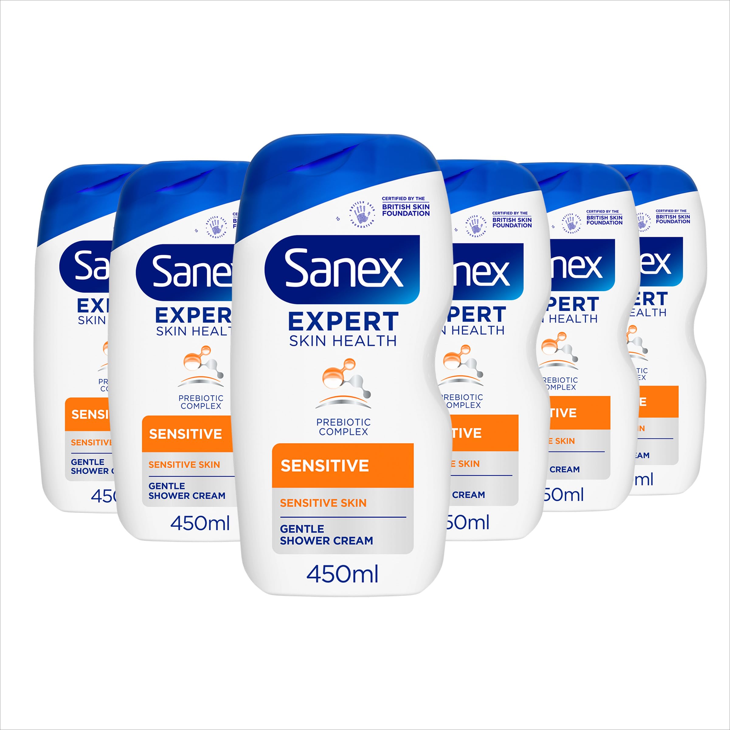 Sanex Body Wash - Expert Skin Health - Sensitive Shower Gel - Dermatologist Tested Gentle For Sensitive Skin - Multipack - 6 Pack - 450ml Bottles