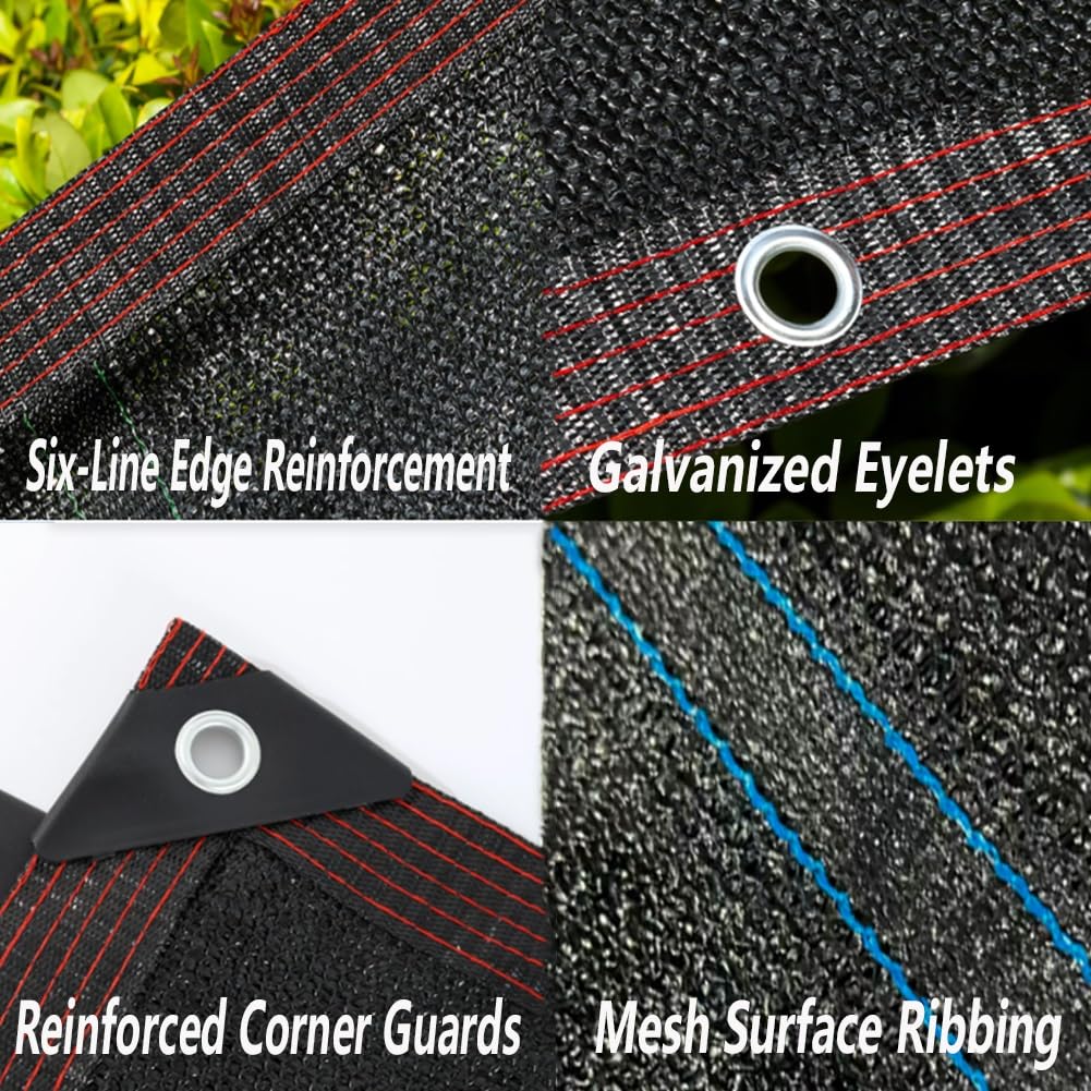 GRRICEPL Rete Ombreggiante al 50% Nera, Telo A Rete per Piante da Giardino E Serre, Rete Parasole per Piante da Patio, Serre, Cucce per Cani, Portici E Pergolati(3x19 m/9.8x62.3ft)