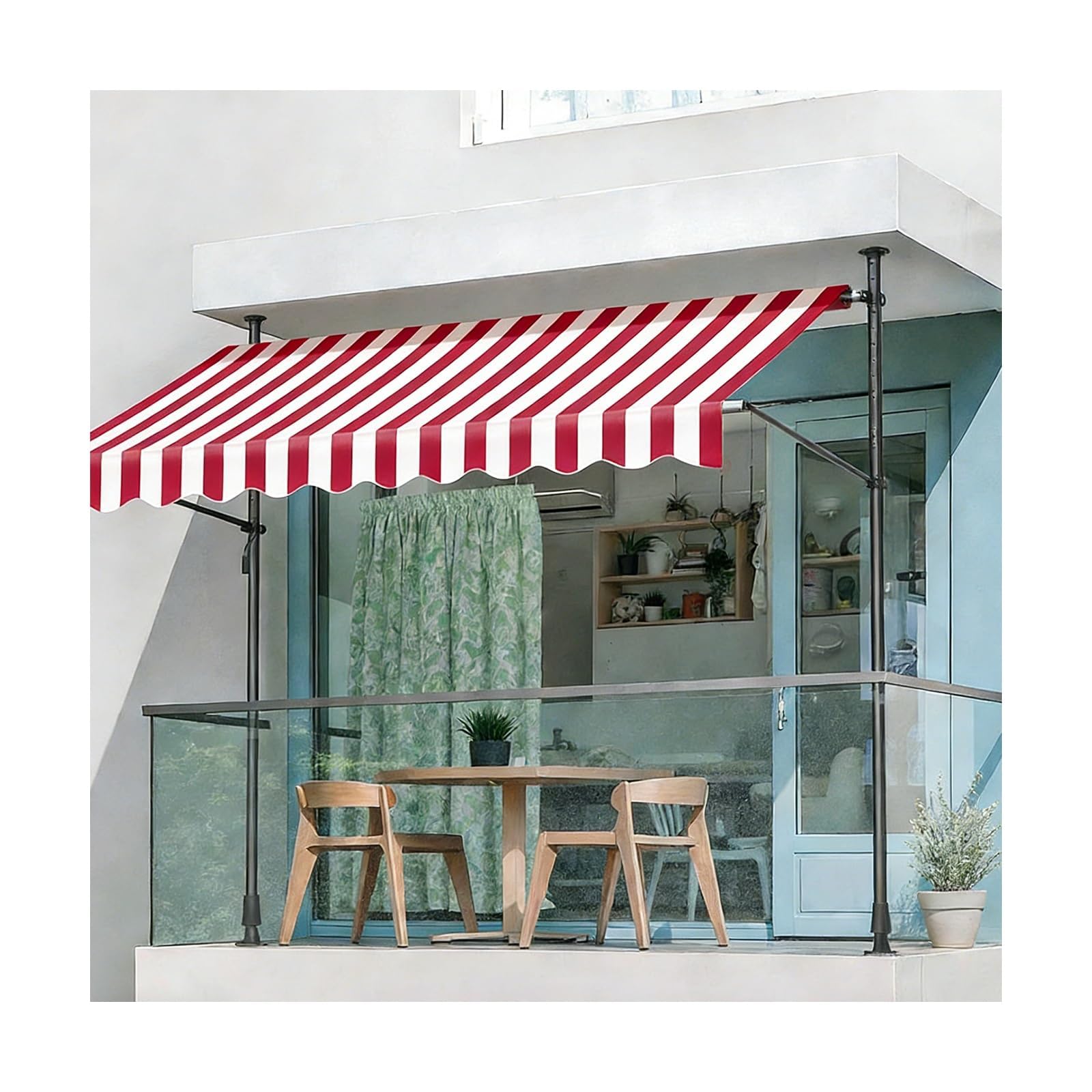 Voile de jardin imperméable 150cm rouge blanc anti-UV store terrasse extérieur