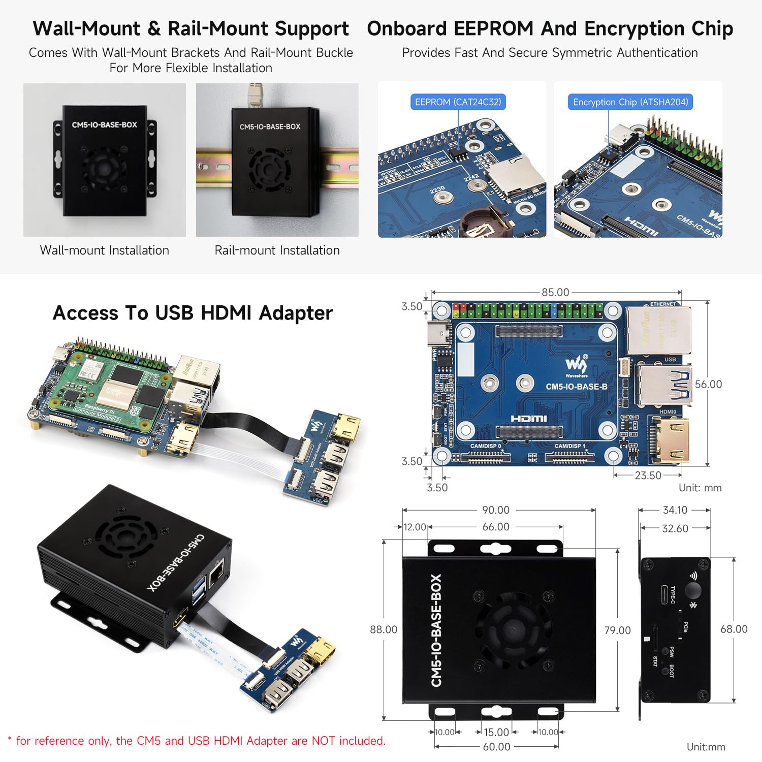 Base Board Mini Per Raspberry Pi Compute Module 5 – Con Case Metallico E Alimentazione, Porte HDMI, USB, Ethernet
