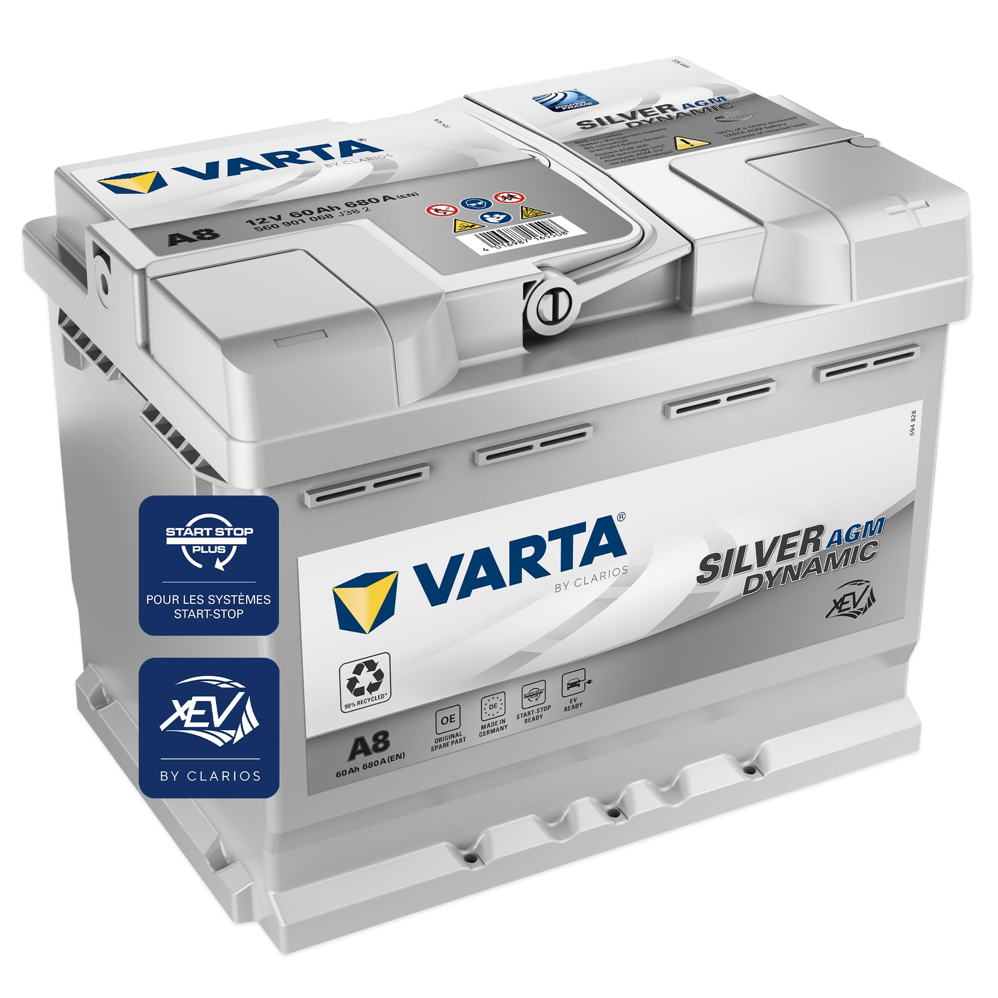 Batterie de démarrage XEV Varta Silver Dynamic AGM L2 A8 12V 60Ah / 680A 560901068