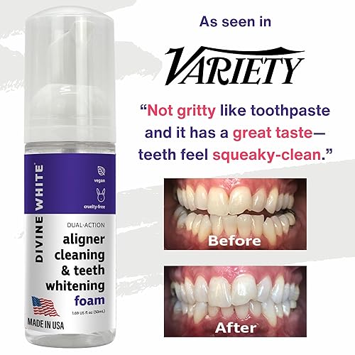 Miniatura 2 de Divine White Limpiador de alineadorretenedor de doble acción y espuma blanqueadora de dientes peróxido de hidrógeno bueno para Invisalign