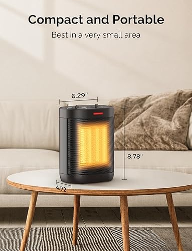 Miniatura 7 de Calentadores de espacio para uso en interiores, calentador portátil de cerámica PTC, de 1500 W900 W, calentador de espacio pequeño con termostato,