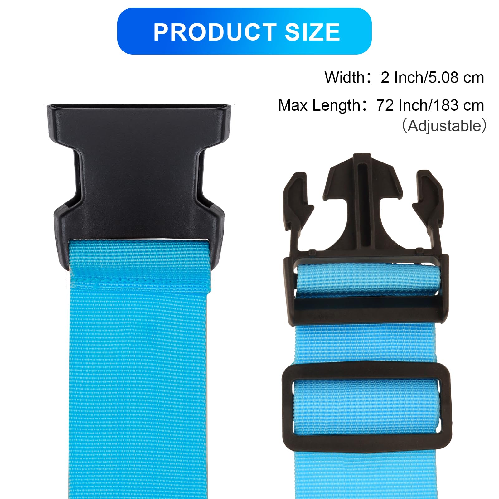 collwait 4 PCS Luggage Straps Suitcase Belts Wide Adjustable Packing Straps 2