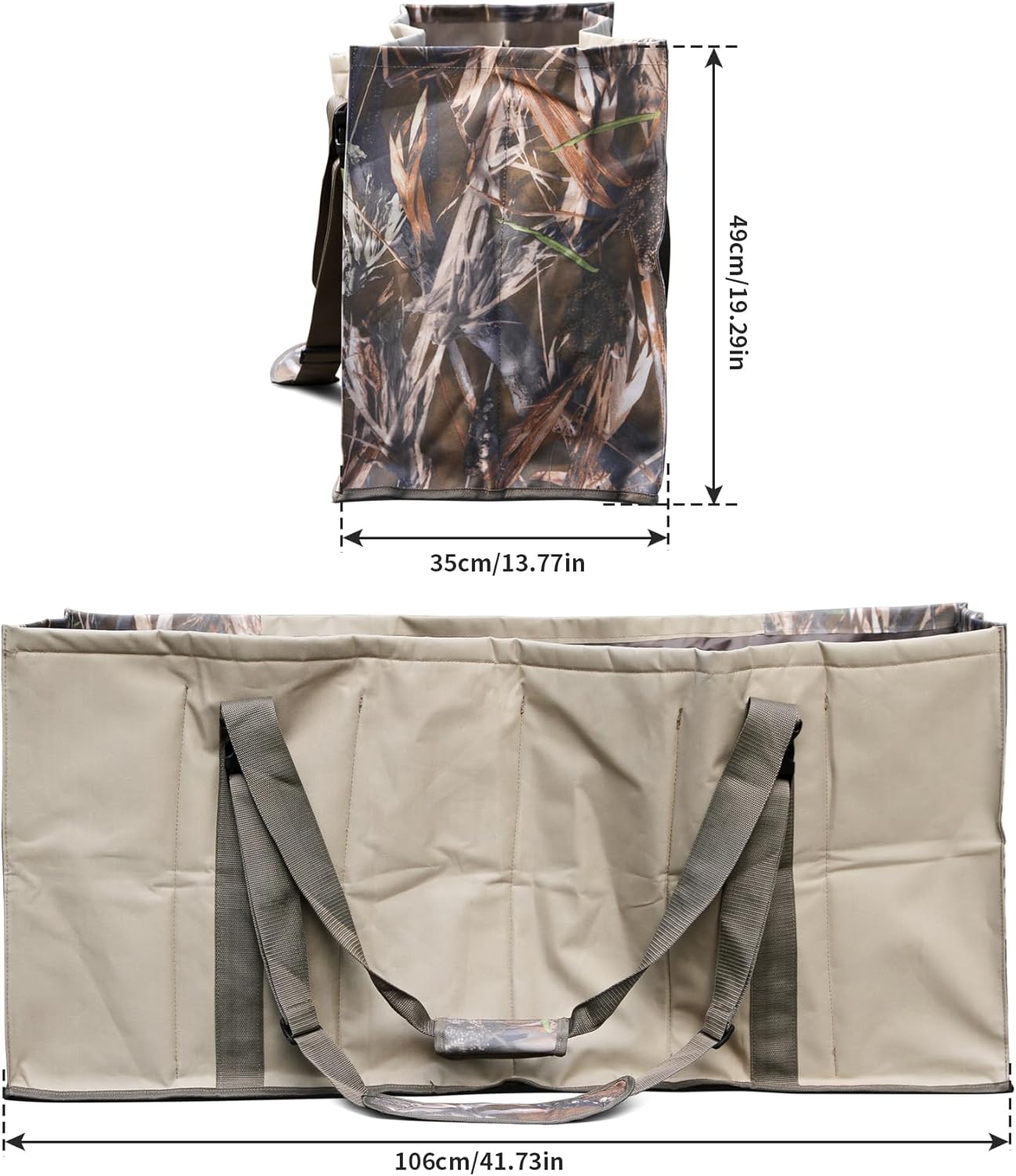 12 Slot Duck Decoys Bag with Blind Camouflage Printing, Decoy Bag Waterfowl Hunting with Floating Bottom, Decoy Bags 12-Slotted with Carrying Padded Shoulders