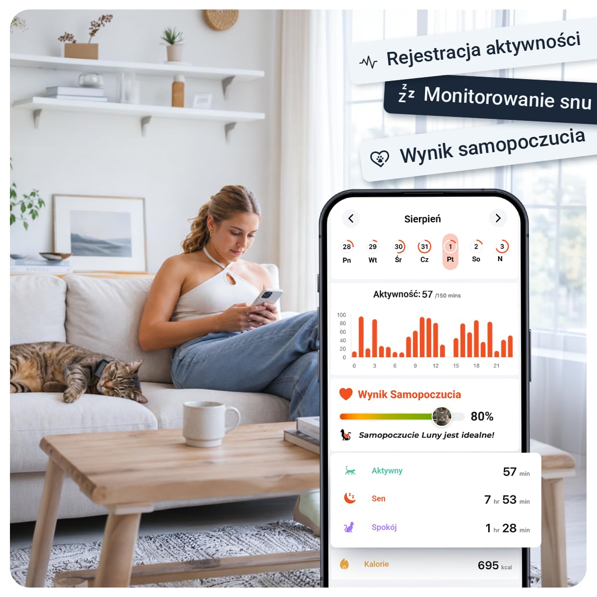 Lokalizator GPS PAJ Mini dla kotów z obrożą – śledzenie na żywo 4G, alarmy przed ucieczką + śledzenie na żywo w Europie – geofencing, 100% wodoodporność, pasuje do większości obroży i szelek – czarny