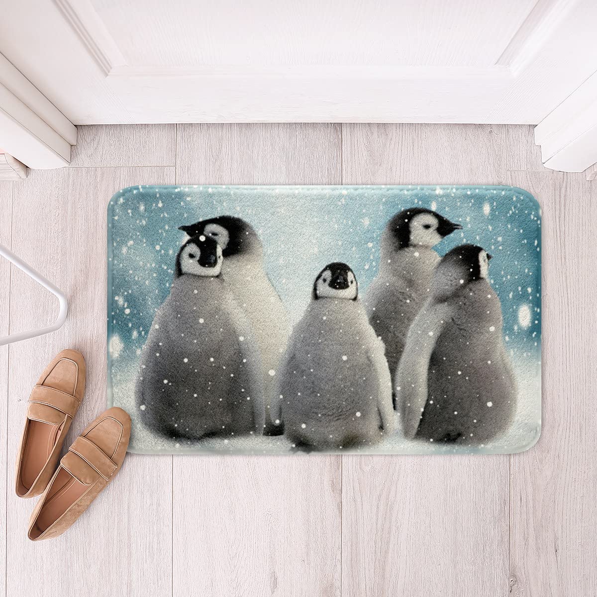 Pinguin Mikrofaser-Badteppich – 40x60 Cm, Saugfähig, Rutschfest, 3D-Druck, Niedliches Design