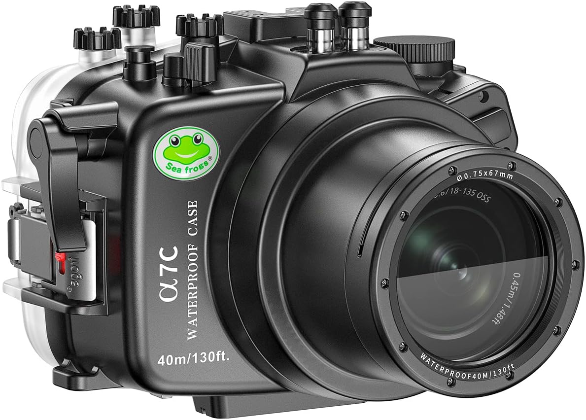 Sea frogs Waterproof Camera Housing Compatible with Sony A7C 28-70MM IPX8 40m/130ft Maximum Diving Depth Underwater Camera Case for Diving, Surfing, Rowing, Skiing
