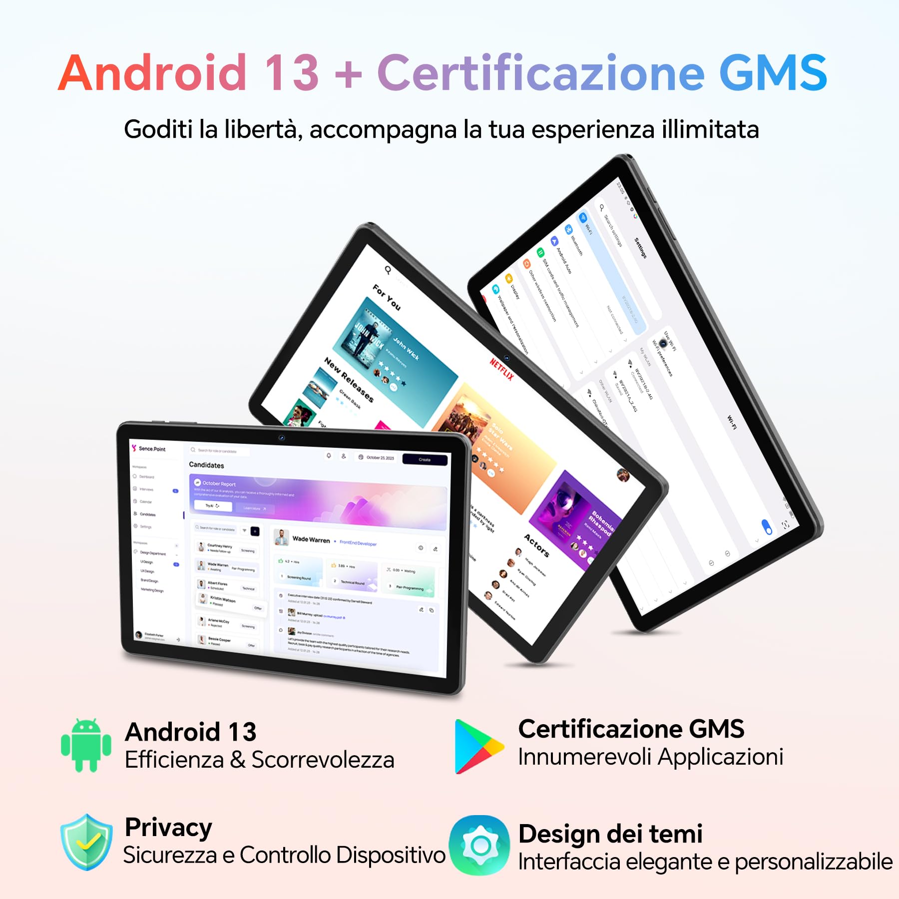 OSCAL PAD 50 WiFi Tablet 10 pollici, Android 13, 6(2+4) GB RAM+64GB ROM(TF 2TB), Widevine L1, 1280 x 800 IPS HD+ Display, WiFi6 Tablet, 5MP+8MP Doppia Fotocamera, 5100mAh, Bluetooth 5.2(Grigio)