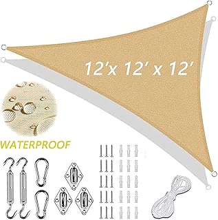 Sponsored Ad - Samhome Sun Shade Sail, 12'x12'x12' Triangle Sand Waterproof Sail Canopy Cover with Heavy-Duty Stainless St...