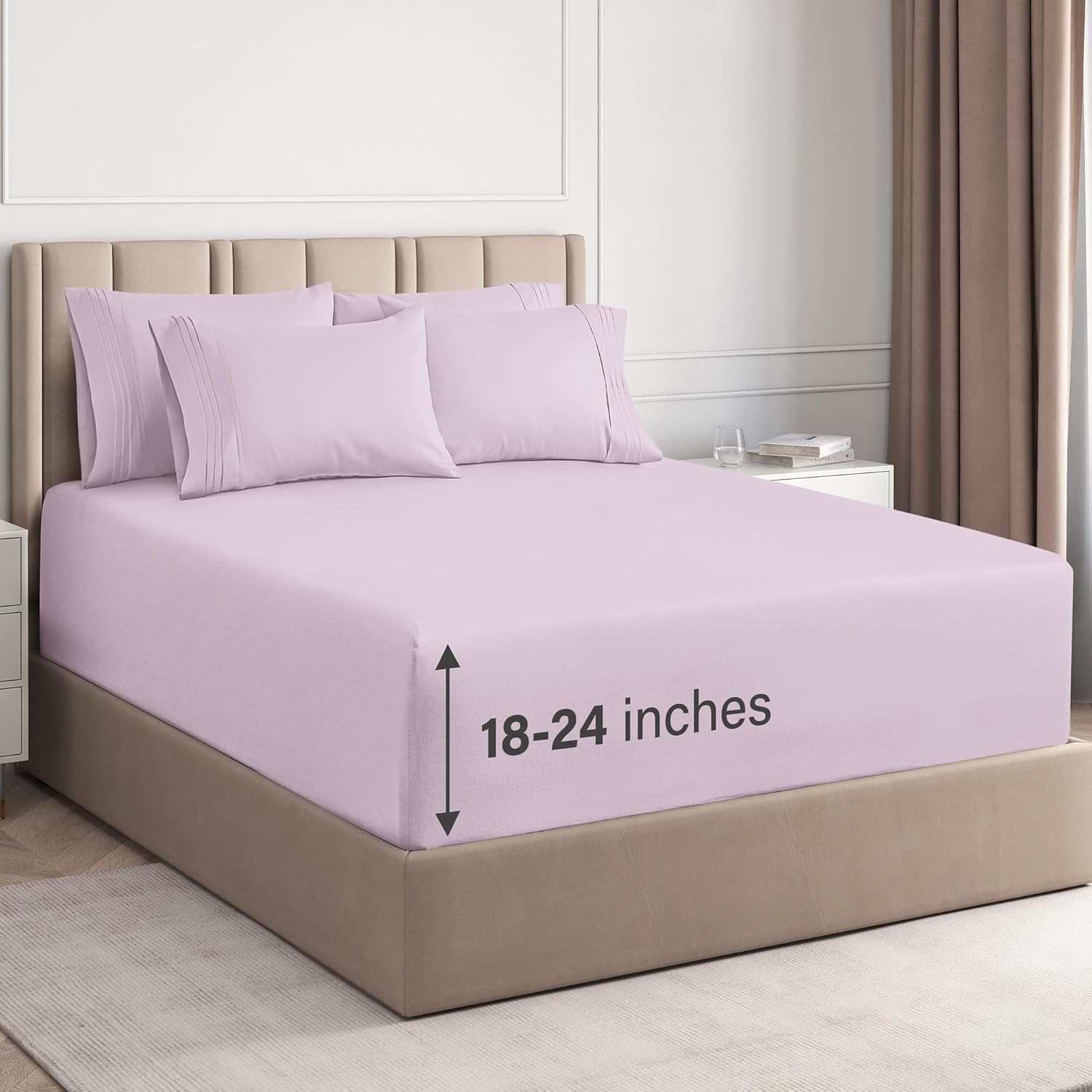 Extra Deep Queen Sheet Set 6 Piece Breathable & Cooling Sheets Hotel Luxury Bed