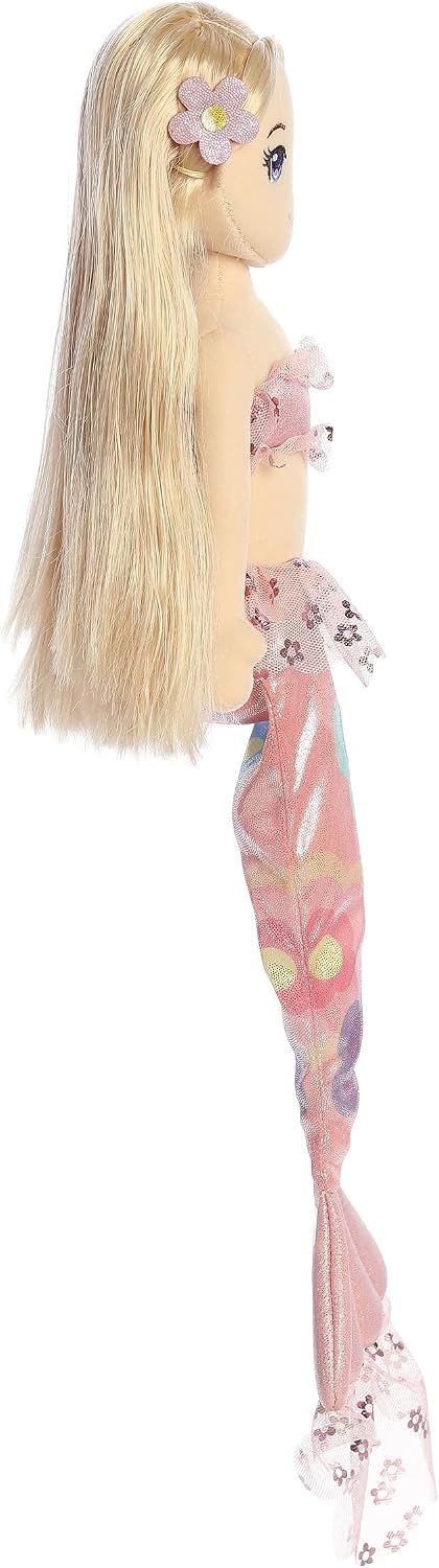 Aurora® Enchanting Sea Sparkles™ Floral Sparkles Daisy™ Stuffed Doll - Imaginative Play with Magical Companions - Perfect for Kid's Birthdays and Celebrations - Pink 18 Inches