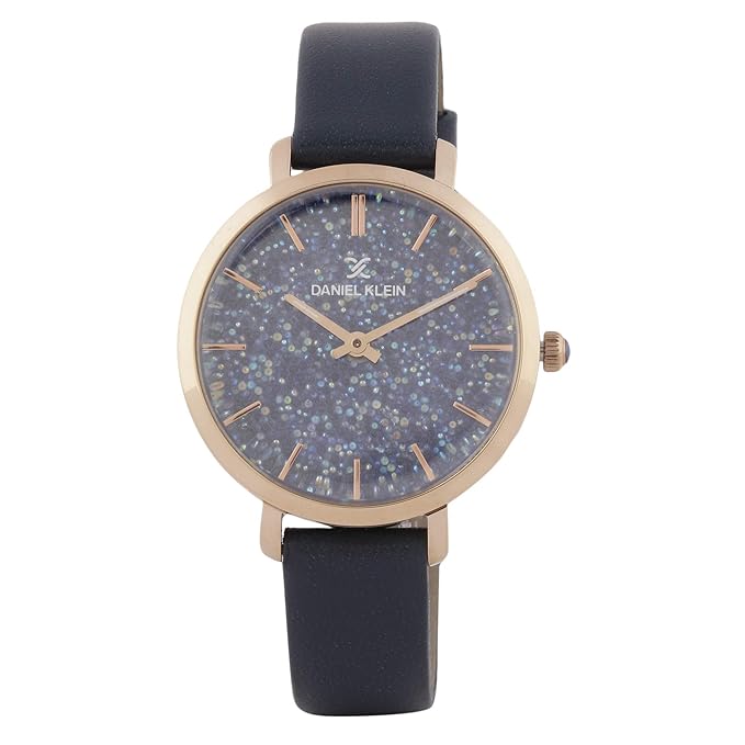 Daniel Klein Leather Analog Blue Dial Women's Watch-DK.1.12512-7