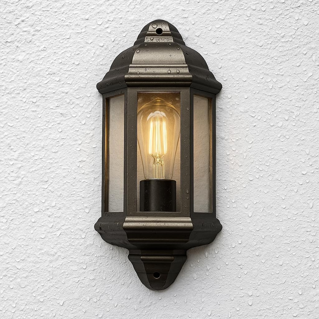 CGC Black Outdoor Wall Hanging Suspended Ceiling Lantern Traditional Vintage Light (Black Half Wall)