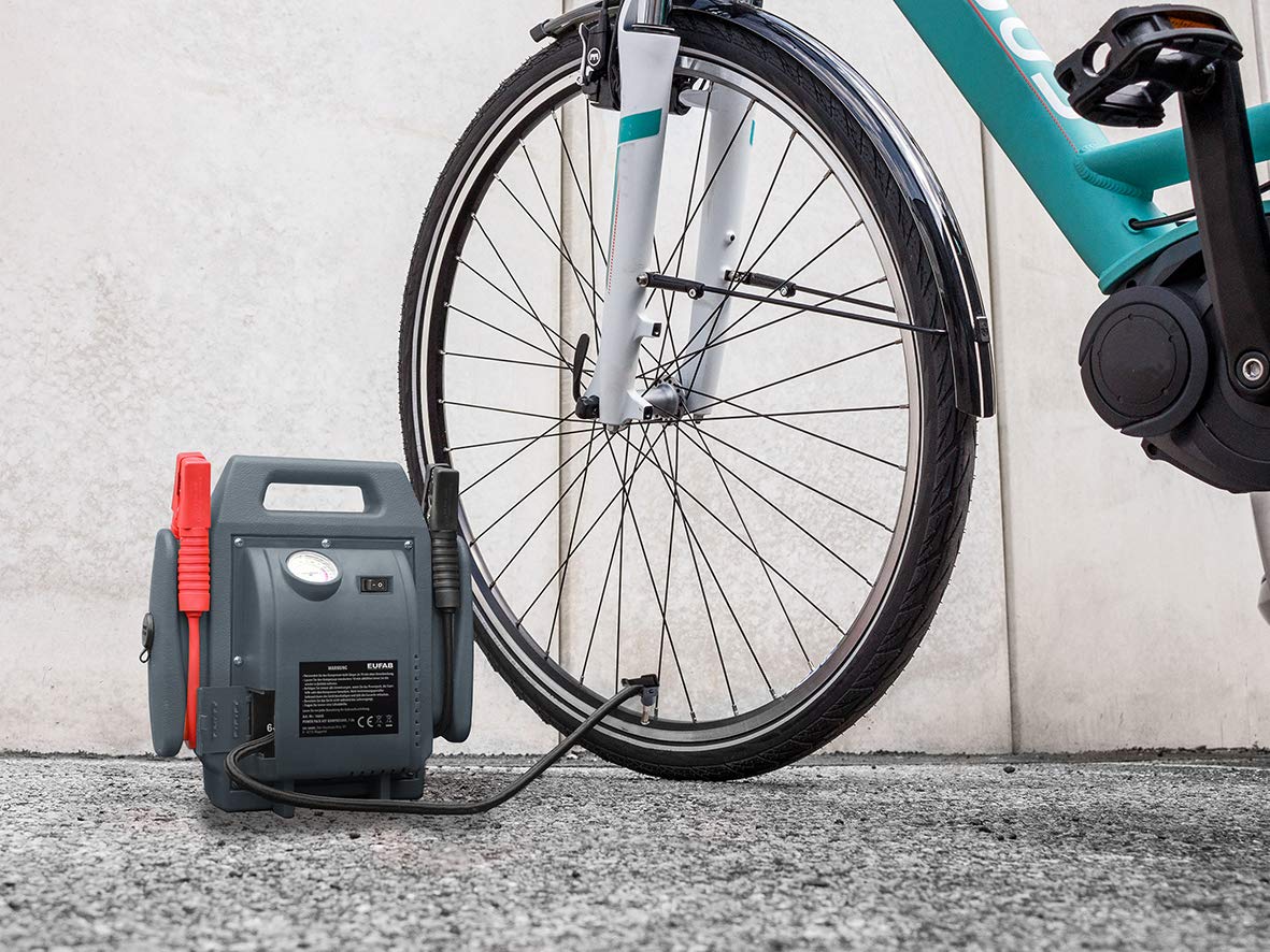 EUFAB 16643 Powerpack, Starthilfe, mit Kompressor, 7Ah Grau mit Wasserfahrzeug