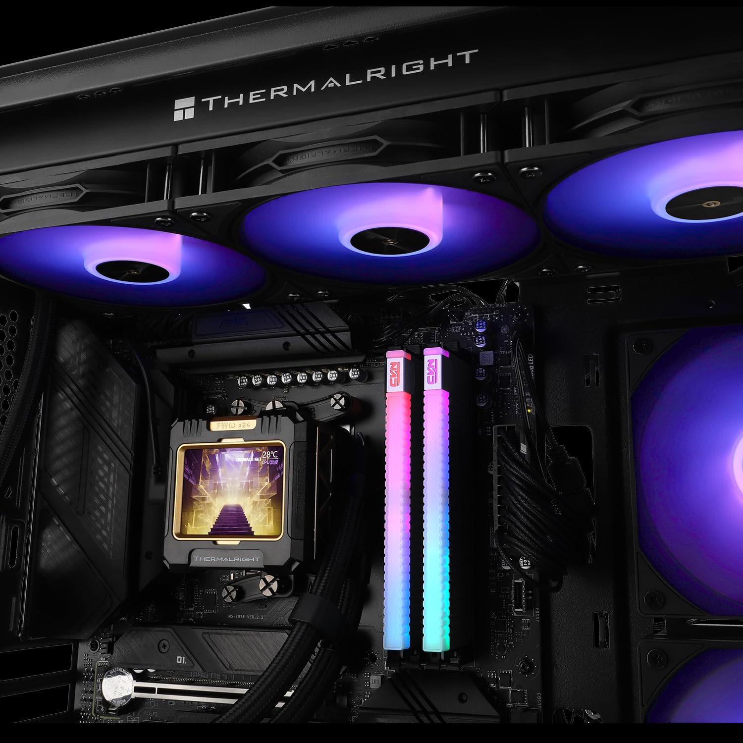 Thermalright Frozen Warframe 360 Black ARGB CPU Water Cooler, 3 ventole PWM sistema di raffreddamento ad acqua, schermo LCD IPS con risoluzione 320 * 240, per AMD/AM4/AM5 & Intel LGA1700, computer 360