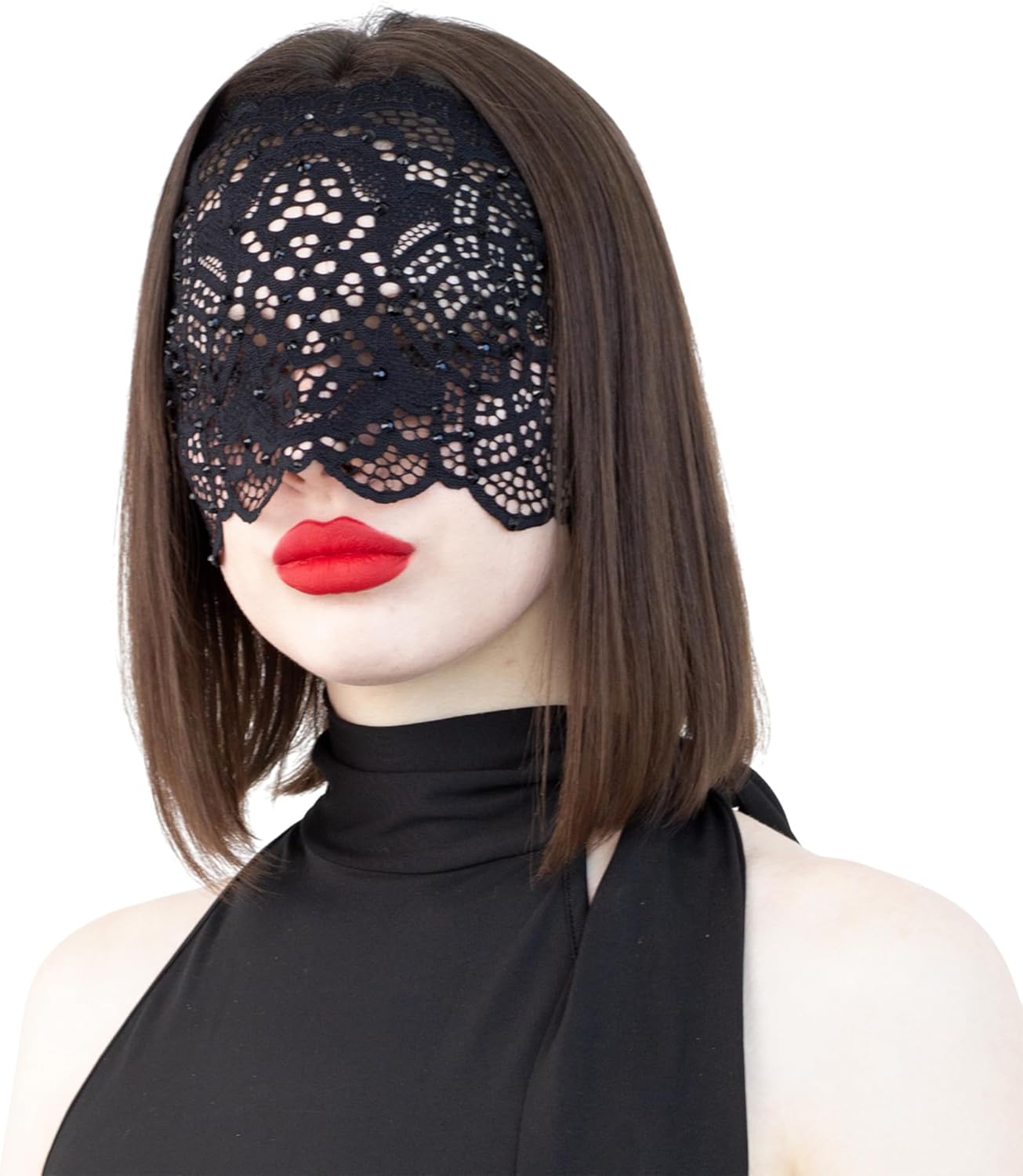 Full Face Black Lace Masquerade Masks for Women – Handmade Lace Mask Collection - Image 4