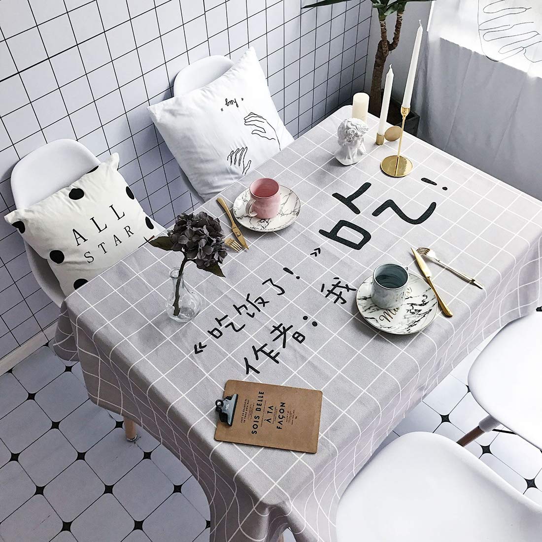 Nappe anti-tache et chaleur coton lin rectangulaire contre usure table