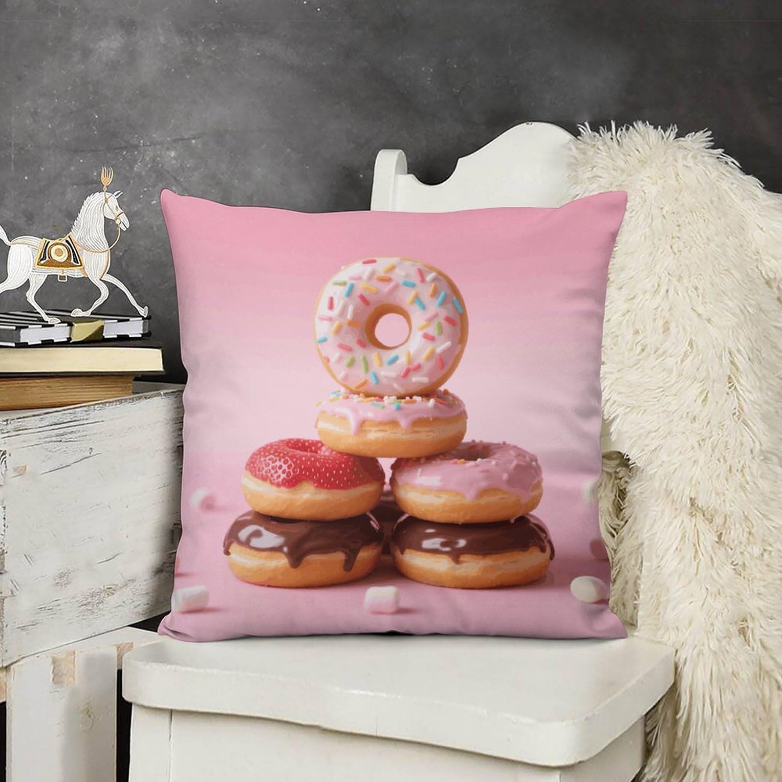 FodPand Boho Farmhouse Donuts Pillow Covers with Hidden Zipper 24x24 Soft Plush Cushion Cover Decorative Throw Pillow Cases for Couch Bed Sofa Living Room Indoor Outdoor Home Decor