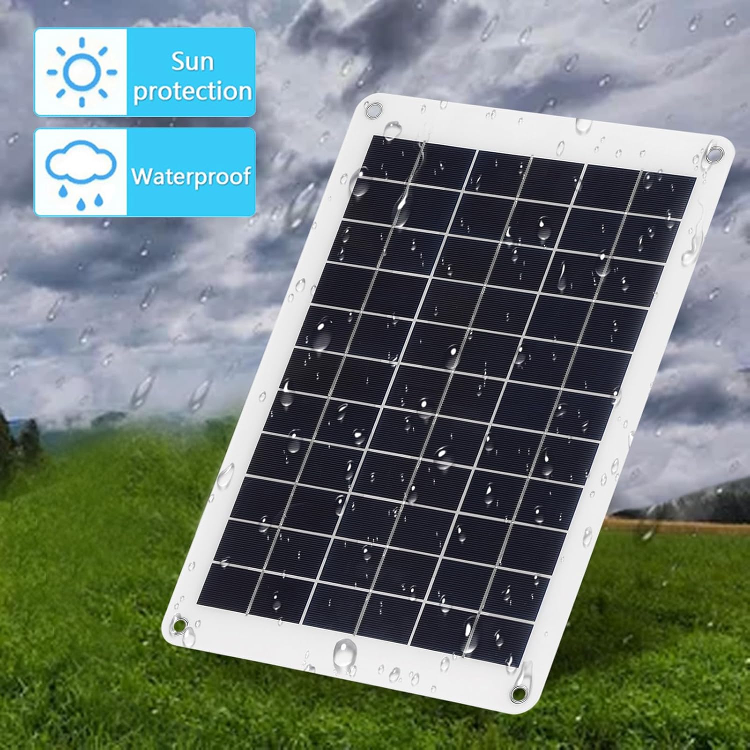 plplaaoo Solar Panel Kit Portable Solar Battery Charger Maintainer 15W High Efficiency Polycrystalline Silicon Solar Charge Controller 12V 24V for Car Boat RV Trailer Outdoor Use