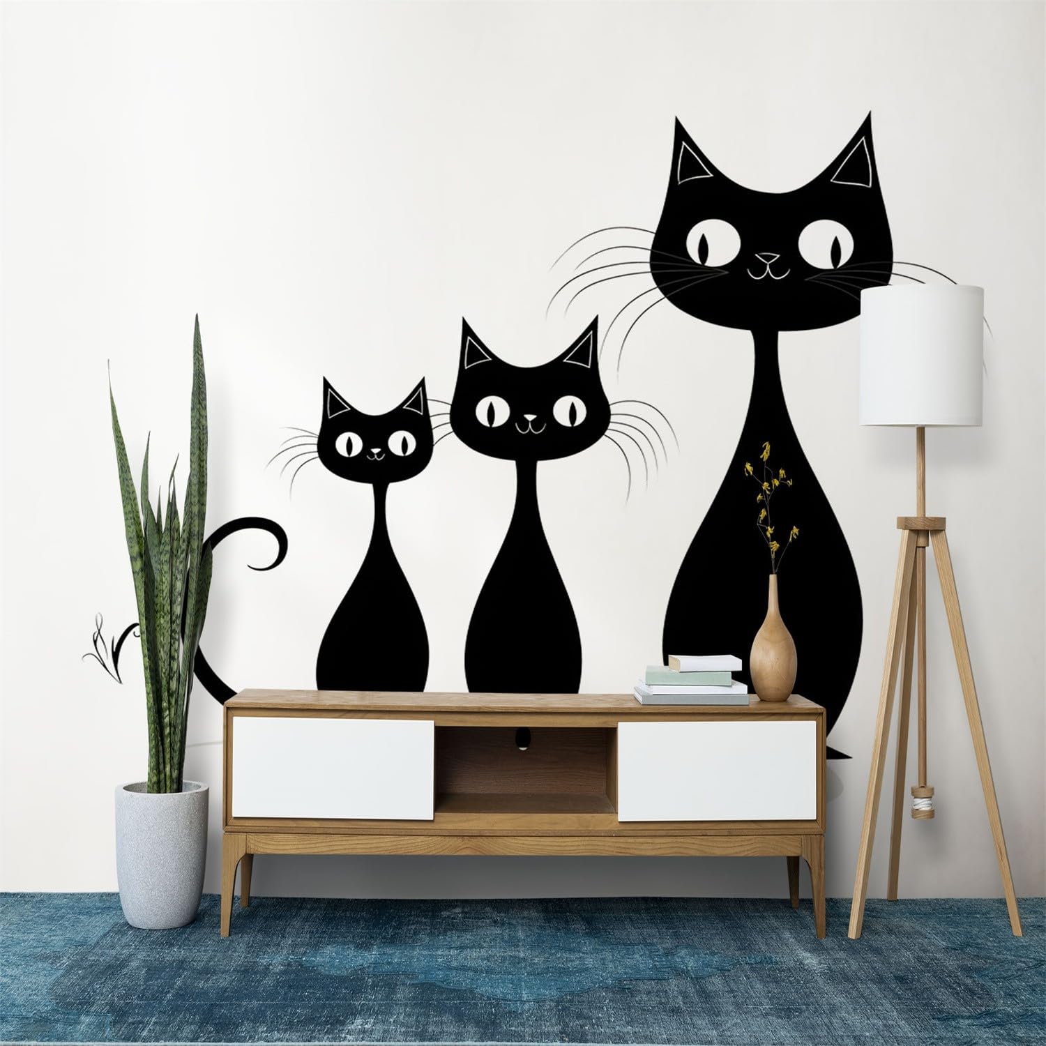 Papier Peint Panoramique Animal de Bande Dessinée Chat, Poster Fresque Murale Animaux de Bande Dessinée, Poster Mural pour Salon, Chambre d’Enfants ou Restaurant, 400 x 280 cm Décoration Fresque