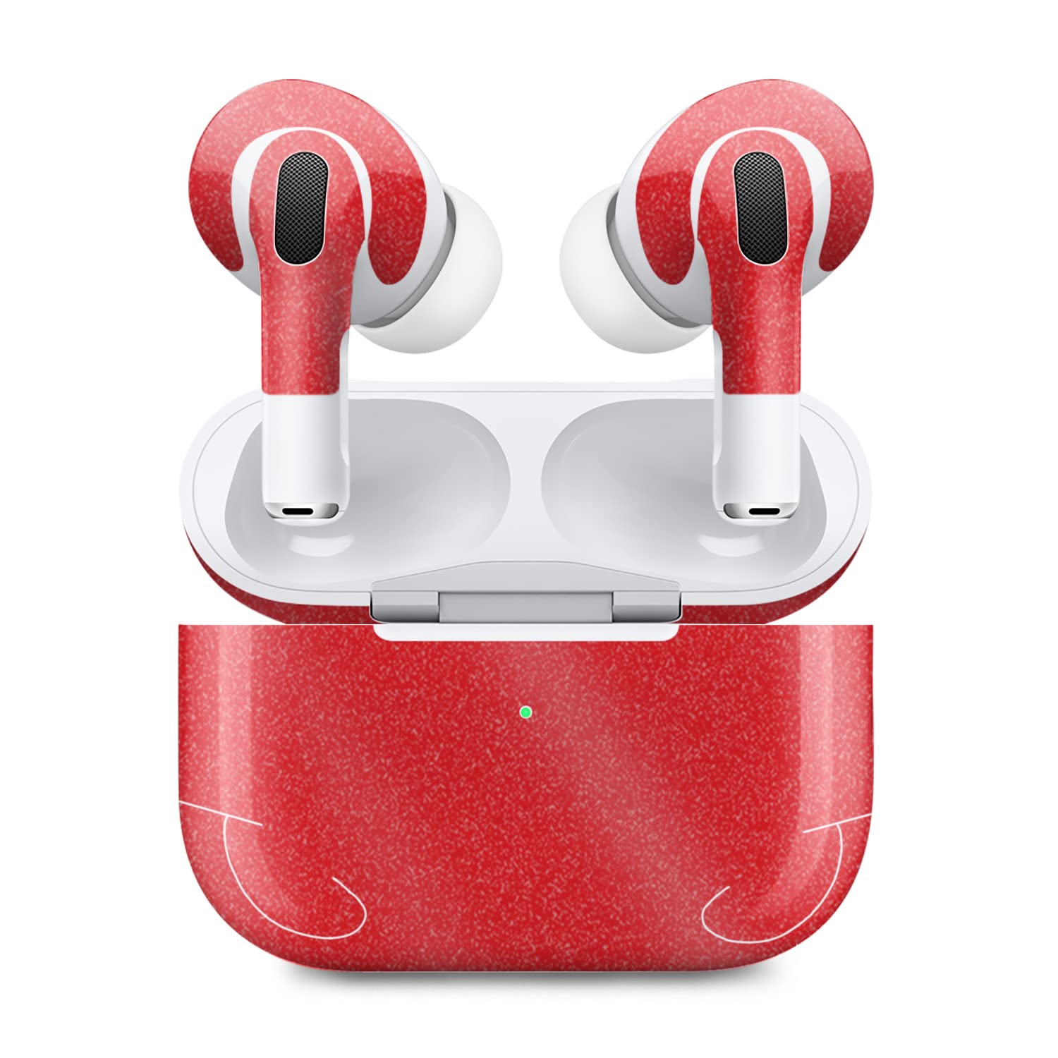 MightySkins Glossy Glitter (2 Pack) Skins Compatible with Apple AirPods Pro 2 - Solid Red | Protective, Durable High-Gloss Glitter Finish | Easy to Apply, Remove, and Change Styles | Made in The USA