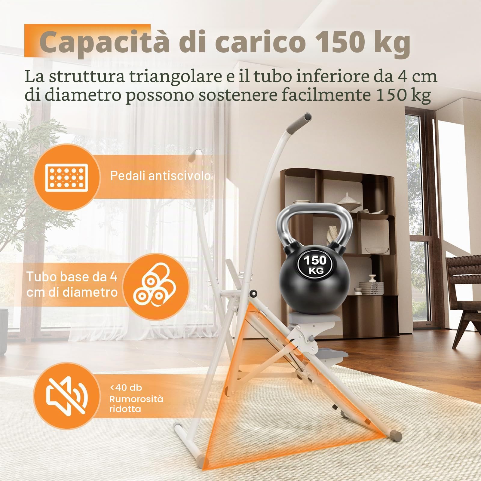 Stair Stepper Verticale Macchine,CEIEVER Stepper Fitness Casa con 3 Altezze Regolabili Pieghevole per Macchine Cardio Verticali Stair Stepper Per la Casa e l'ufficio