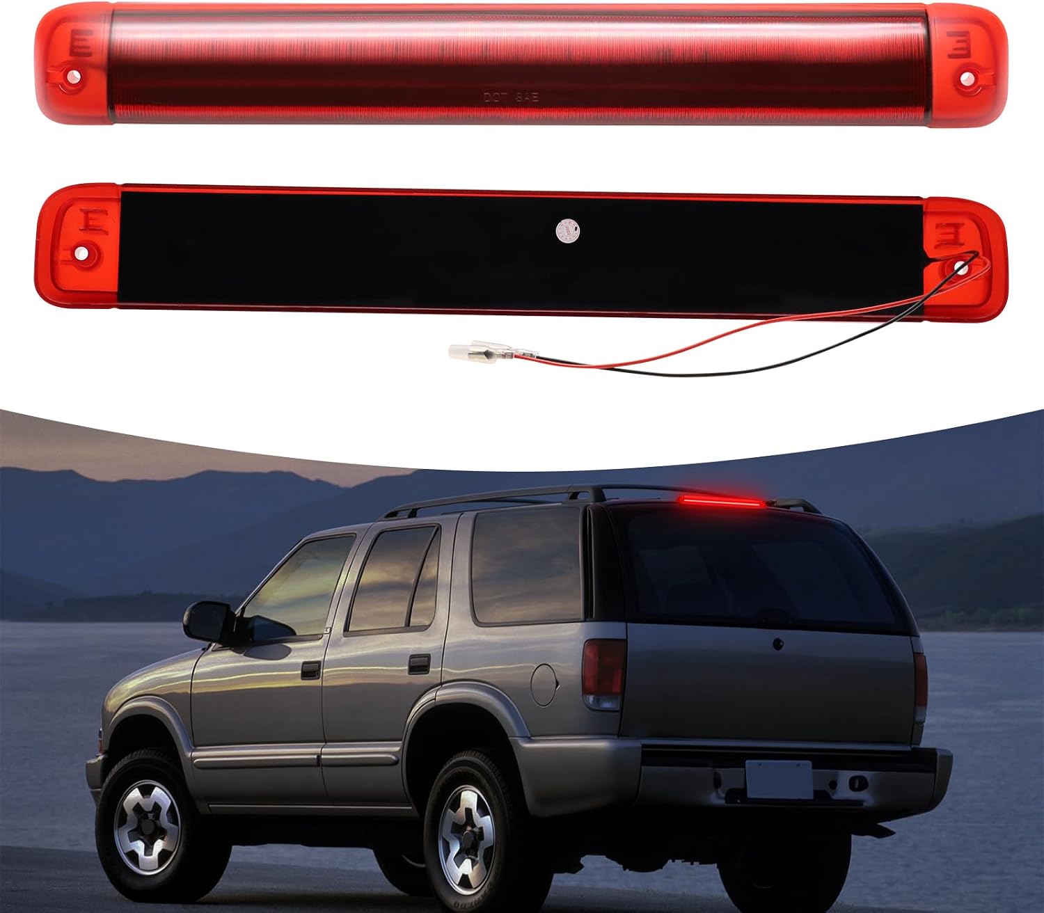 LED 3rd Third Brake Light High Mount Stop Brake Light Compatible with [Suburban 1992-1999][Tahoe 95-99][Blazer S10][Yukon 92-99][Yukon XL 00-04][Jimmy S-15][Bravada][Escalade 99-00], Clear Lens