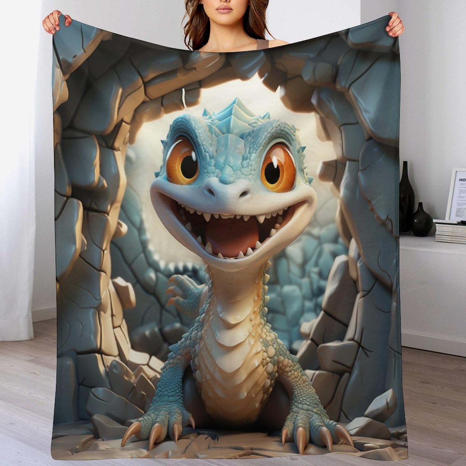 Manta de dinosaurios cálida y acogedora con aislamiento térmico