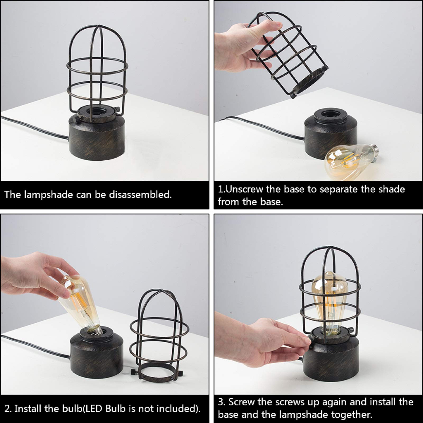 Haian Touch Table Lamp Bedside 3 Way Dimmable Vintage Wrought Iron