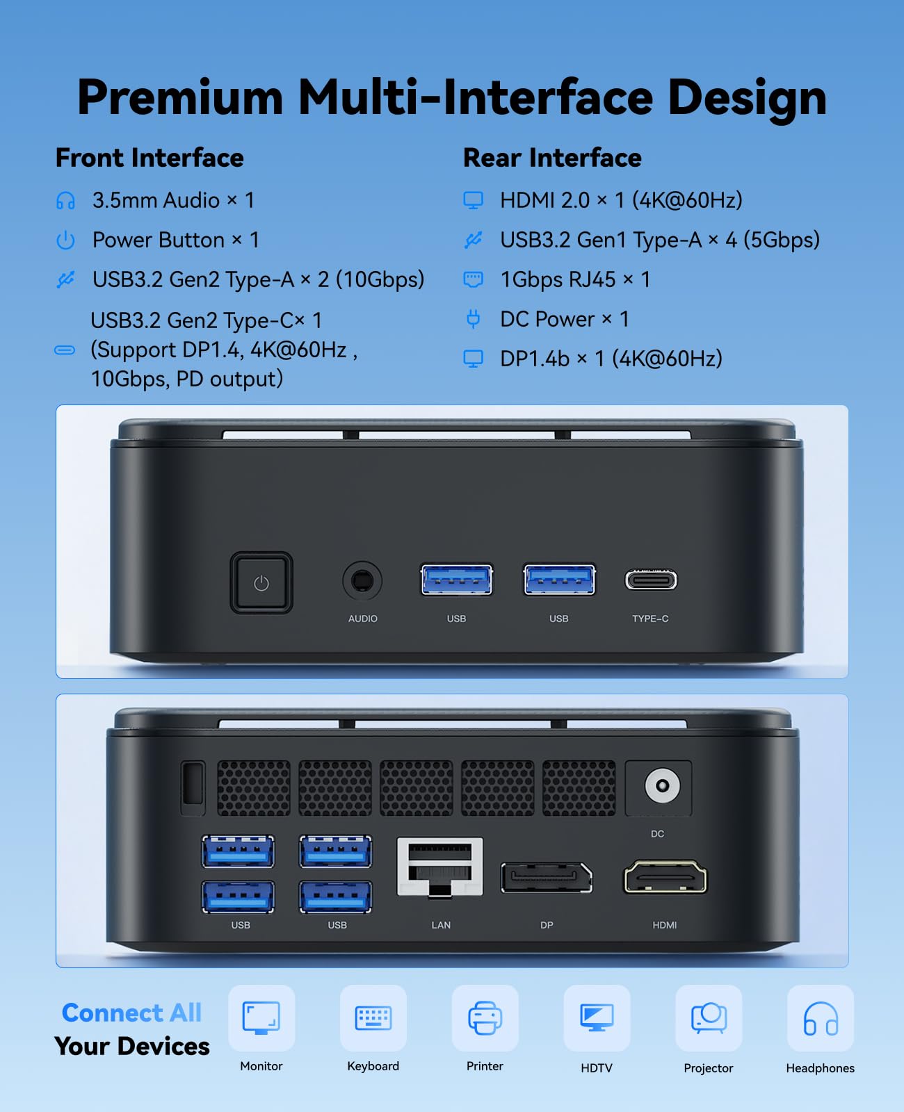NiPoGi E3B Mini PC ΑΜD Ryzen Embedded V2748(Max 4.3GHz, 8C/16T, migliore di 5825U/7730U), 16GB DDR4/512GB SSD, WiFi 6/BT 5.2/4K@60Hz Triplo Display(HDMI 2.0+DP 1.4+Type-C) W-11 Pro RJ45