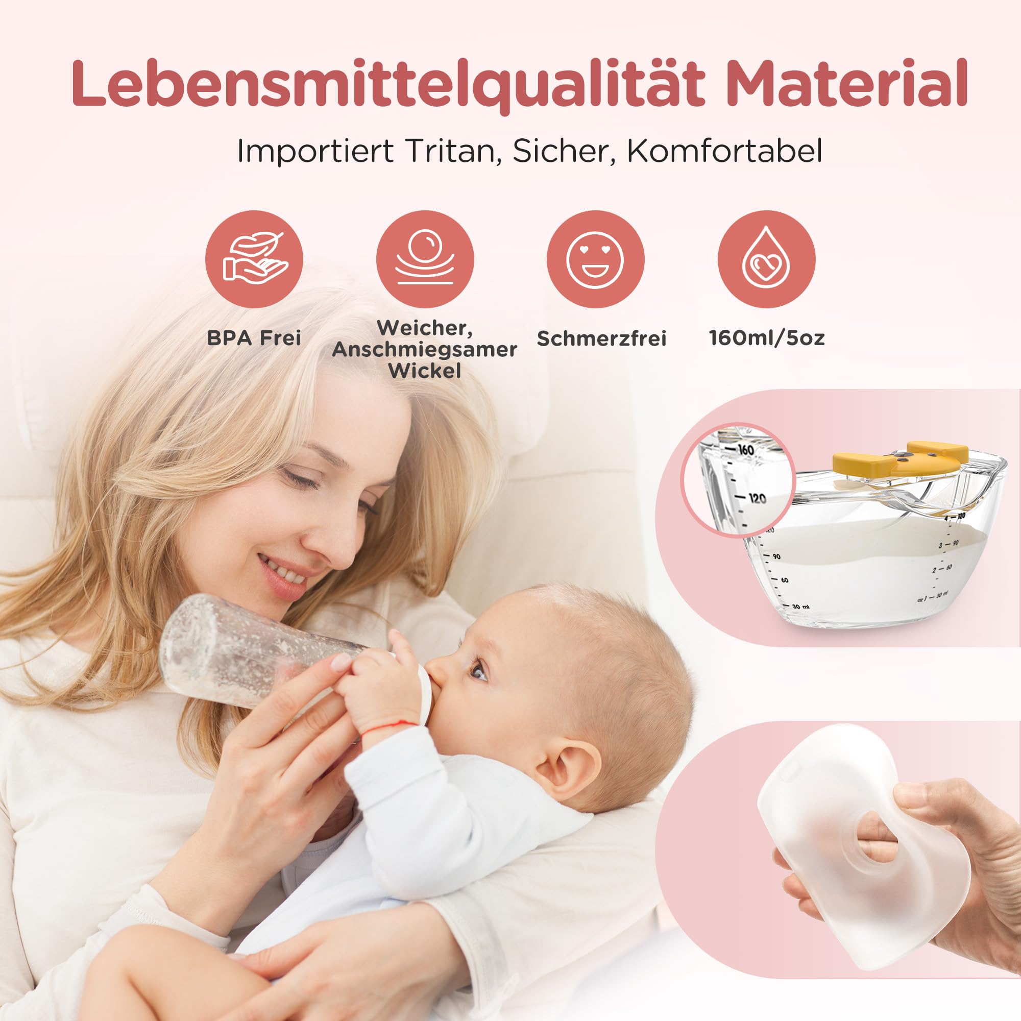 Milchpumpe Elektrisch Tragbar Freihändig - Jheppbay All-in-one Elektrische Milchpumpe, Schmerzfreie, BPA-frei, mit 17/19/21/24mm Flansch, 1 Stück, Weiß