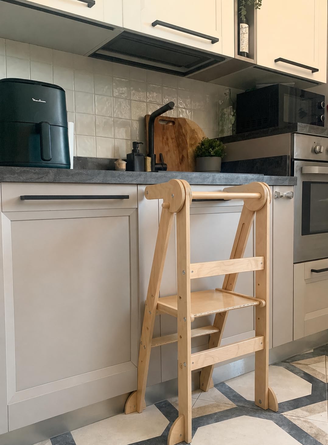 Torre di Apprendimento Pieghevole in Legno per Bambini stile Montessori