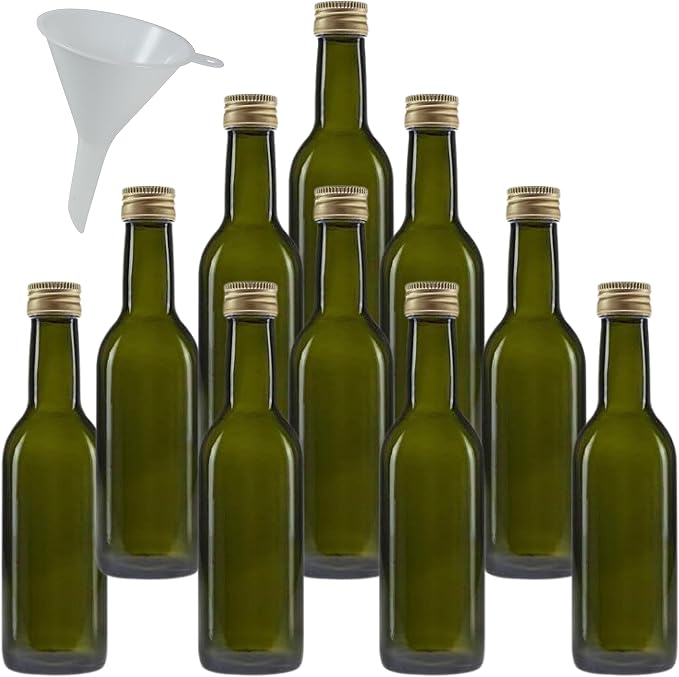 mikken 10 botellas de cristal verde de 250 ml, botella de aceite con tapón…