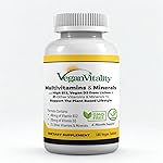 Vegan Vitality Multivitamins & Minerals for Women and Men with High Strength Vitamin B12, D3 & K2. 180 Vegan Multivitamin Tablets - 6 Months Supply. Vitamins for Vegans & Vegetarians