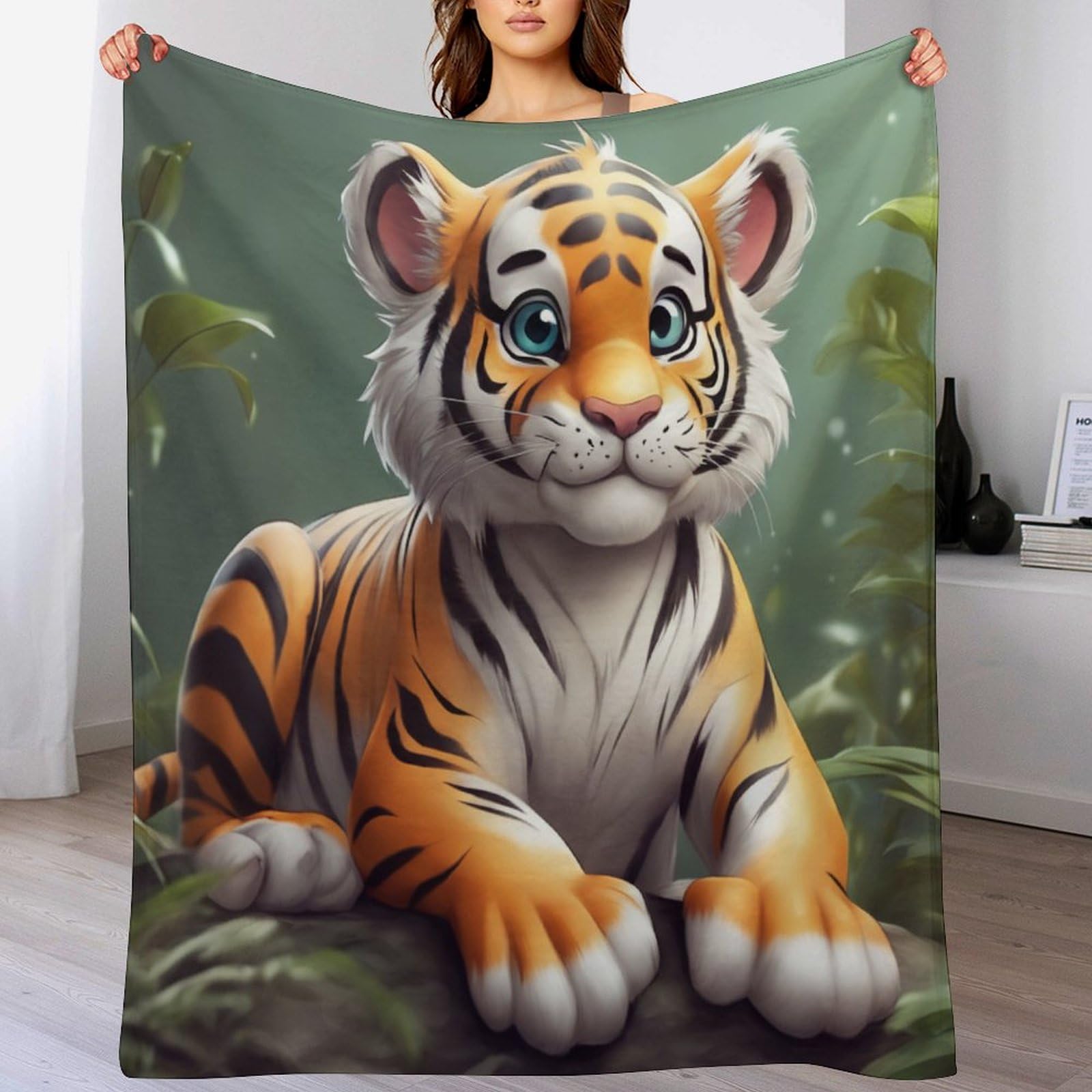 Couverture canapé tigre flannel douce plaid chaud jeté de lit décoratif maison