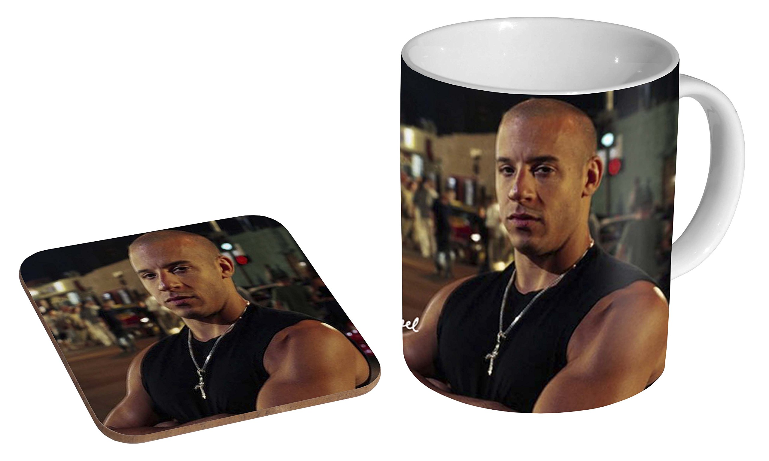 Mugmart White Vin Diesel Winning's Winning Ceramic Coffee Mug + Coaster Gift Set …