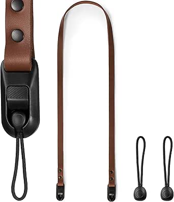 C Coiro Slim Leather Camera Strap with Quick Release, Neck Adjustable Camera Shoulder Strap DSLR SLR Compatible with Fuji Sony Nikon Leica Canon, Classic/Brown