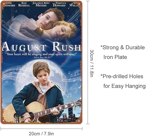 Miniatura 2 de Póster de película de August Rush, divertido letrero de metal novedoso, decoración de pared retro para la puerta del hogar, jardín, bares,