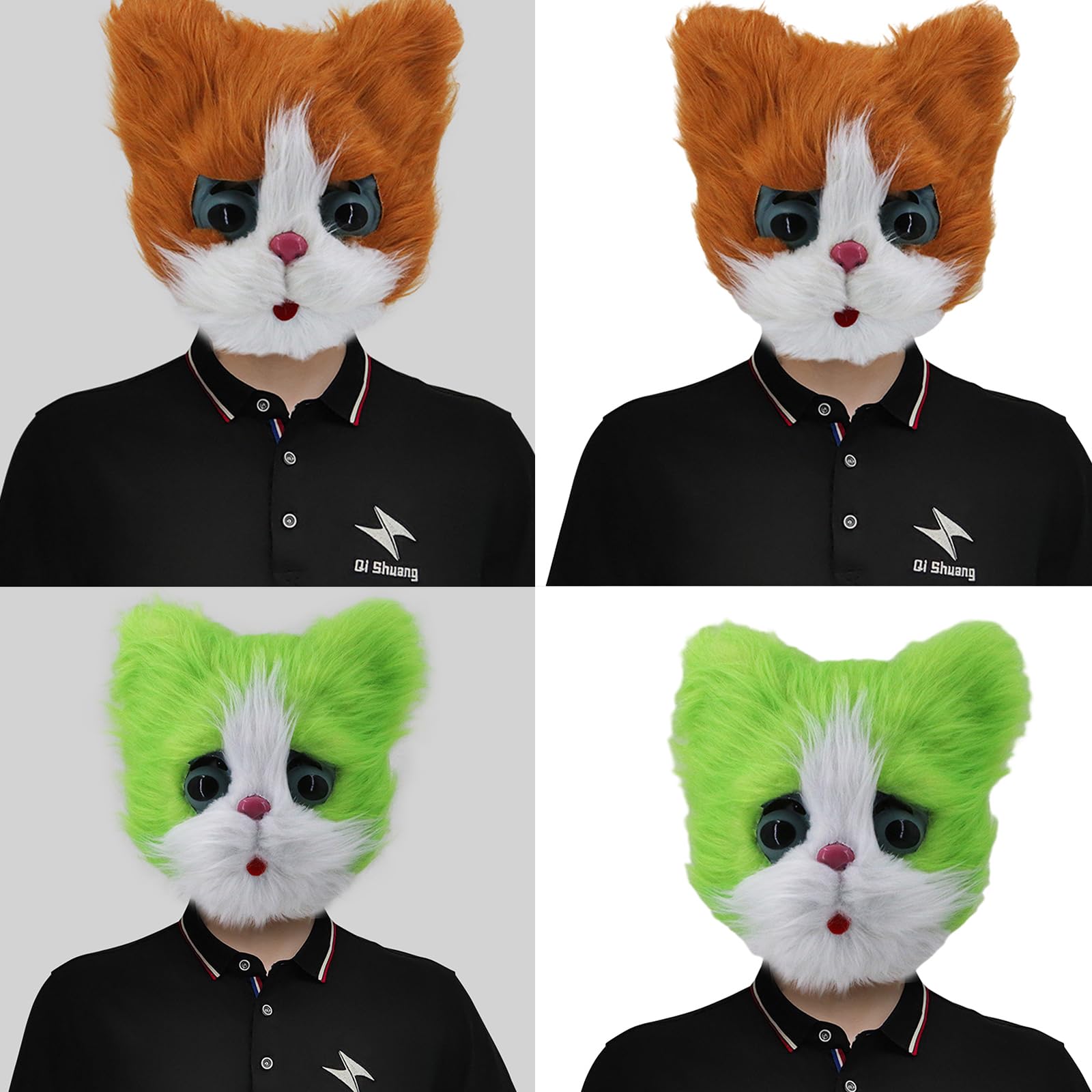 Amazon.co.jp: [Fogun] 猫ヘッドマスクぬいぐるみマスク動物の頭ゴム